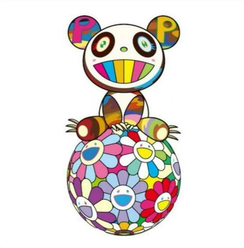 お花の玉の上でパンダの子供、鎮座しております。 村上隆 Takashi Murakami